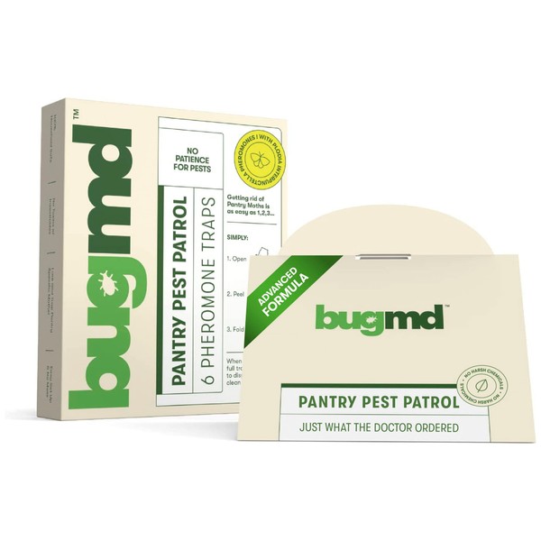 BugMD Pantry Pest Patrol (6 Count) - Moth Traps for Kitchen, Pantry Moth Trap, Bug Trap, Moth Traps for House Pantry, Get Rid of Pantry Moth, Kitchen Moth Trap Killer