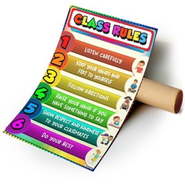 Classroom Rules Poster - Display of Class Guidelines for Elementary, Middle, High School & Homeschool - Promotes Positive Learning Environment - 16x24