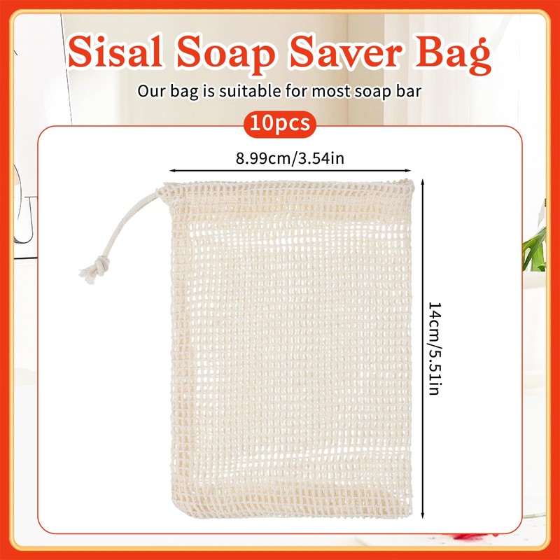 10 Pcs Soap Bags, Exfoliating Soap Saver Bags with Drawstring