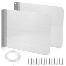 2 PCS Side Splash Guards for Sink, 12''x17'' Stainless Steel Kitchen Sink Splash Protectors with Screws, Restaurant Home Hand Sink Guards，Splash Guard for Kitchen Sink Area