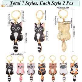 SUNNYCLUE 14Pcs 7 Styles Knit Stitch Marker Charm Cat Crochet Markers Cute Enamel Alloy Small Locking Stitch Marker Planner Charms for Knitting Crocheting Quilting Weaving Jewelry Making Supplies