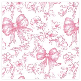 FYSUIMU 50Pcs Pink Bow Floral Paper Napkin Flower Bowknot Luncheon Napkin Disposable Dinner Dessert Napkin for Spring Wedding Bridal Baby Shower Birthday Party Supplies