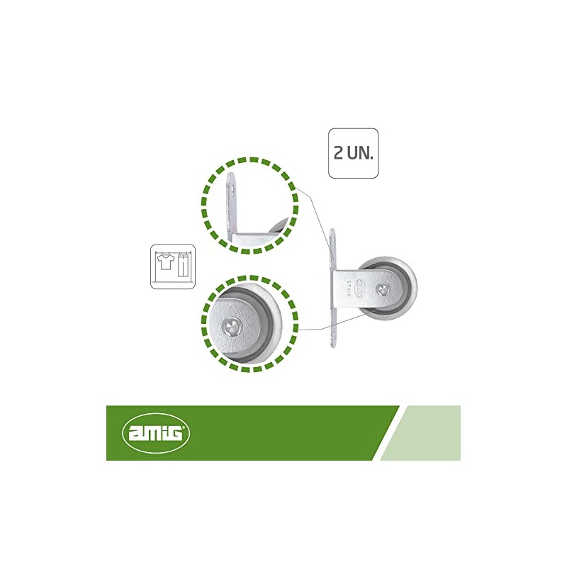 Amig - Galvanised Pulley with Metal Roller and Holder for