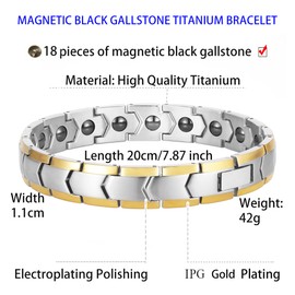 Magnetic Bracelet, Titanium Steel Magnetic Bracelet, Anti-Static，Full Magnetic Bracelet with 18 Magnets (Steel Gold Magnetic Bracelet)