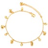 COOLSTEELANDBEYOND Beautiful Gold Link Chain Anklet Bracelet with Dangling Grooved