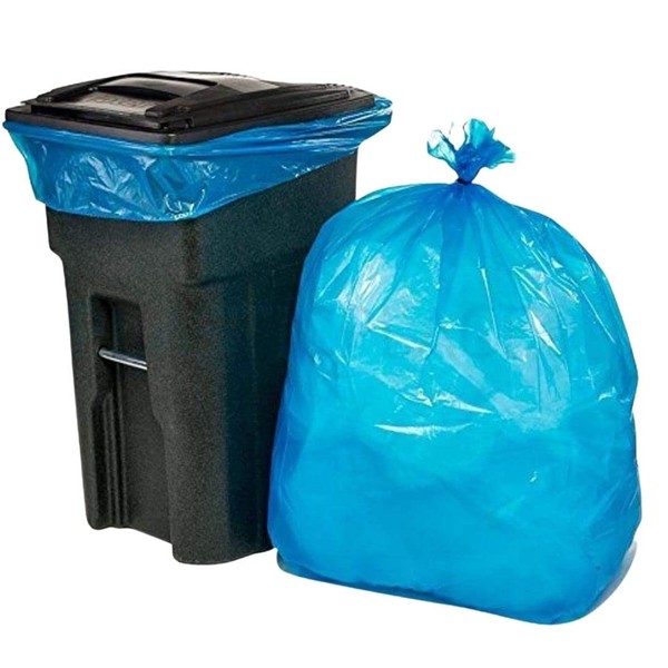Plasticplace 95 Gallon Recycling Trash Bags, 61"W x 68"H, 1.5 Mil, Blue, 25 Count (Pack of 1)