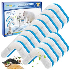 MyfatBoss Cat Water Fountain Filter, Replacement Carbon Filters for Hancook 2.2L Pet Drinking Fountain with Fountain Water Filter, 12 Pack