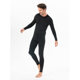 DAVID ARCHY Men's Soft Thermal Underwear Rayon-Acrylic Blend Fiber Thermal Set Warm Base Layers Top and Bottoms (XL, Black)