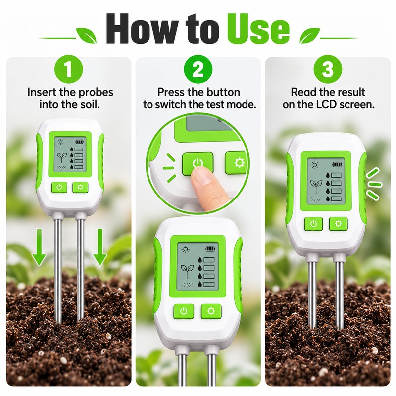 6-in-1 Digital Soil Tester for Plant Care – Backlit LCD