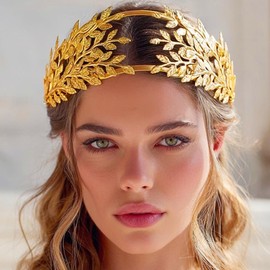 CASDRE Leaf Bride Wedding Headband Gold Light Up Bridal Headpiece Prom Hair Accessories for Women (Gold, One Size)