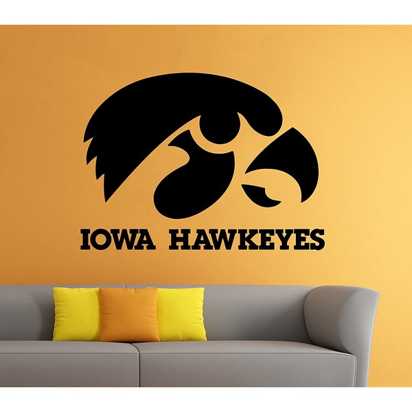 Iowa Hawkeyes Wall Decal Vinyl Sticker NCAA College Football Home Interior Removable Decor (22"high X 33"Wide)