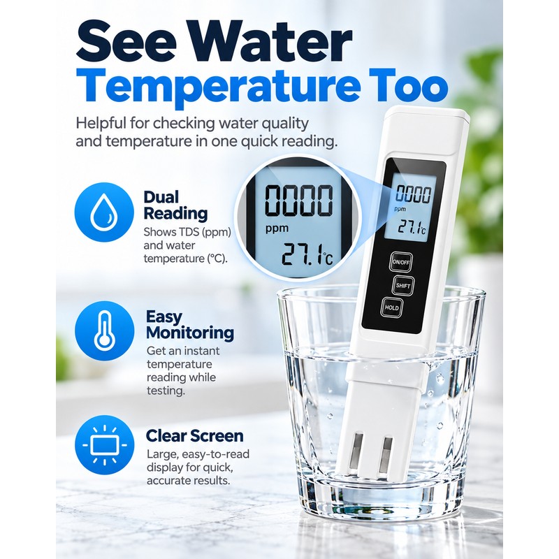 Digital Water Quality Tester for Home Water Testing – 3-in-1