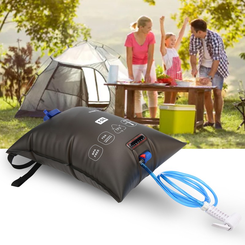 15L Outdoors Foldable Shower Bag with Shower Nozzle for Hiking