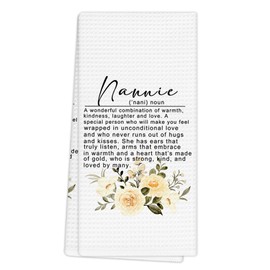 ZMNGDOQD Nannie Definition Gifts Kitchen Towels, Nannie Birthday Gifts For Mothers Day Christmas From Grandkids Granddaughter Grandson, Grandma Decorative Dish Hand Towels for Kitchen Bathroom 16x24in