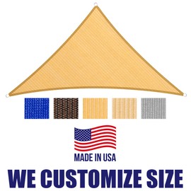 HOMA 5' x 6' x 8' Sand Sun Shade Sail Triangle Canopy, 95% UV Blockage Awning Shelter Fabric Cloth Screen for Patio Outdoor Backyard - Heavy Duty Commercial Grade (Custom Size - Made in USA)