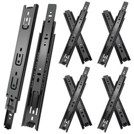 18 inch Drawer Slides 4 Pairs (8pcs) 3 fold Full Extension Side Mount Cabinet Drawer Glides 18" Black Cabinet Rails for Dresser, Cabinet, Kitchen,Trash Can, Wardrobe 100 LB Capacity