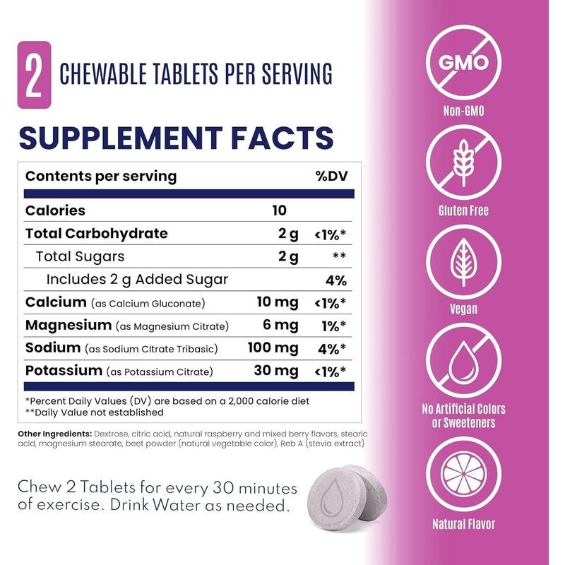 Electrolyte FastChews - 60 Mixed Berry Chewable Electrolytes - Salt