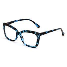 Women Big Lens Butterfly Reading Glasses - Fun Cateye Clear Lens Readers - Vintage Fashion (Blue, 1.75)
