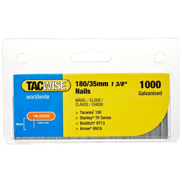 Tacwise 0364 Type 180 / 35 mm Galvanised 18G Brad Nails, Pack of 1,000