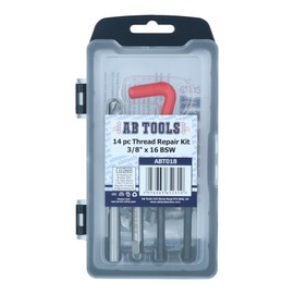 AB Tools 3/8” x 16 BSW Thread Repair Cutter Kit Helicoil Set for Damaged Threads 14pc