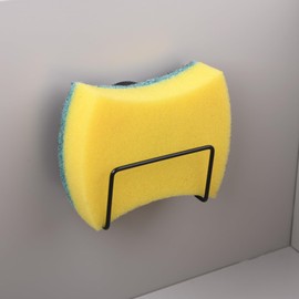 LEVOSHUA Magnetic Sponge Holder for Kitchen Sink - Stainless Steel Sink or Iron Cast Sink, Rubber Coated Strong Magnets, SUS 304 Stainless Steel Dish Sponge Organizer, Pack of 1 Black