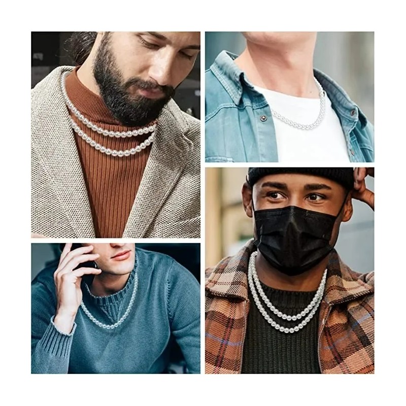 Collar De Perlas Para Hombre Y Mujer Aesthetic Ajustable 8mm