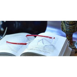 Calabria Twist Flat Folding Reading Glasses +2.00 Clear Rimless Ultra Thin Foldable Compact Reader Travel Portable Slim Case