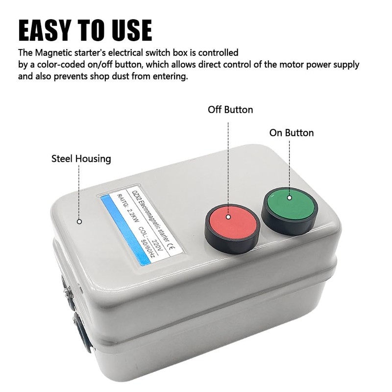 GOLACOD Magnetic Electric Motor Starter 220V 2.2KW 3HP 3 Phase