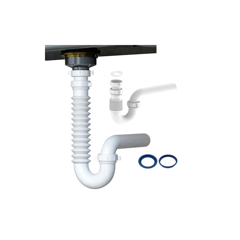 Flexible P Trap for Bathroom Sink, Flex Drain Pipe for