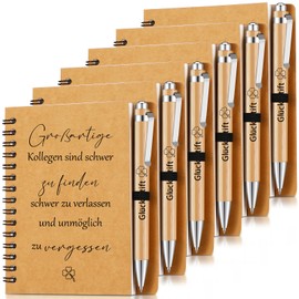 Sinmoe Set of 6 Thank You Gift for Colleagues Teachers Inspirational Employees Spiral Notepad Ballpoint Pen Made of Wood Lined Notebook Farewell Gift (Great Colleagues Are Hard to Find)