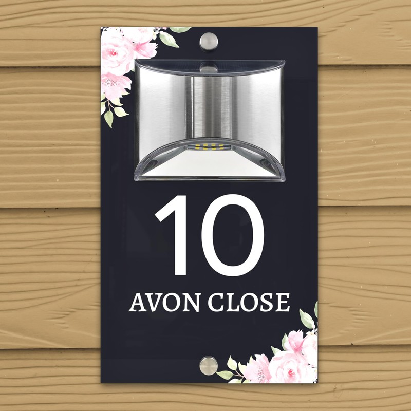 Custom Signs Solar Illuminated Modern Anthracite House Number Sign 24cm
