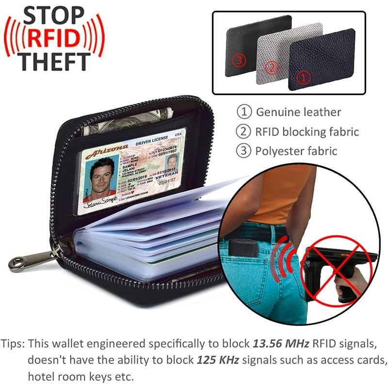 2 Cartera Tarjetero Hombre con Bloqueo RFID, Porta Tarjetas de