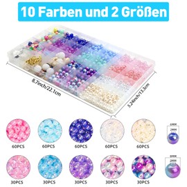 Liangding Bead Set for Threading, 605 Pieces Bracelets Make Yourself with 6/8 mm Colourful Beads Craft Beads Pearls, Unicorn Mermaid and Pendant, DIY Bracelet Making Crafts for Girls