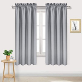 DWCN Blackout Curtains Room Darkening Thermal Insulated Bedroom Curtains Window Curtain Panels, 38 x 54 inches Long, Set of 2 Silver Grey Rod Pocket Drapes