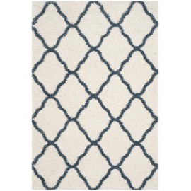 Safavieh Hudson Shag Collection SGH283T Trellis 2-inch Thick Area Rug, 2' 3" x 3' 9", Ivory/Slate Blue