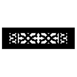 Reggio Registers Scroll Series Victorian Pattern Premium Luxury Floor Grate Cover Grille, Black Cast Iron Metal 10 Inch x 2-1/4 Inch with Mounting Holes | 412-H