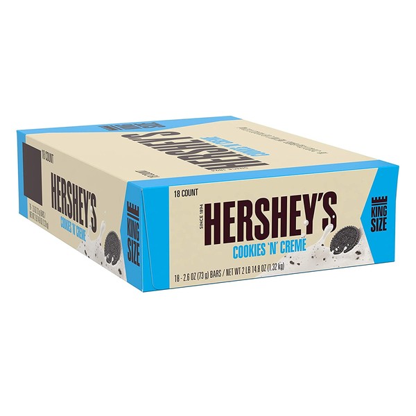 Hershey's Cookies 'n' Creme Candy Bar, 18 Count of 2.6 Ounce Bars, 46.56 oz