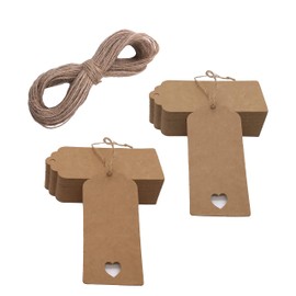 100 pcs Gift Tags Christmas Tree Tags Kraft Paper Hanging Ornament Gift Tags Parcel Tags Luggage Label String Pendant Decal, Brown