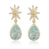 Cubic Zirconia Bridal Earrings - Elegant Sterling Silver Teal Blue