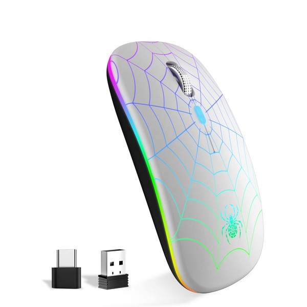 SZO Funkmaus Wiederaufladbare Maus Ergonomische 7-Farben RGB Mit USB Und