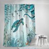Wathon Sea Turtle Octopus Shower Curtain Blue Teal Ocean Bath