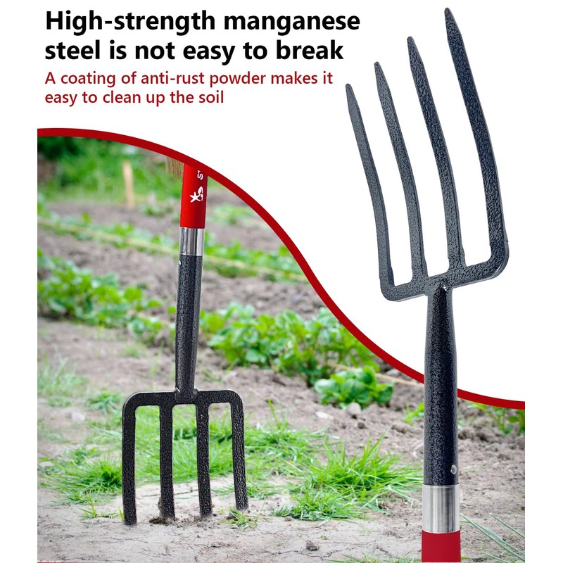BIHOMIFI Digging Spading Fork Forged Steel with D Grip Handle