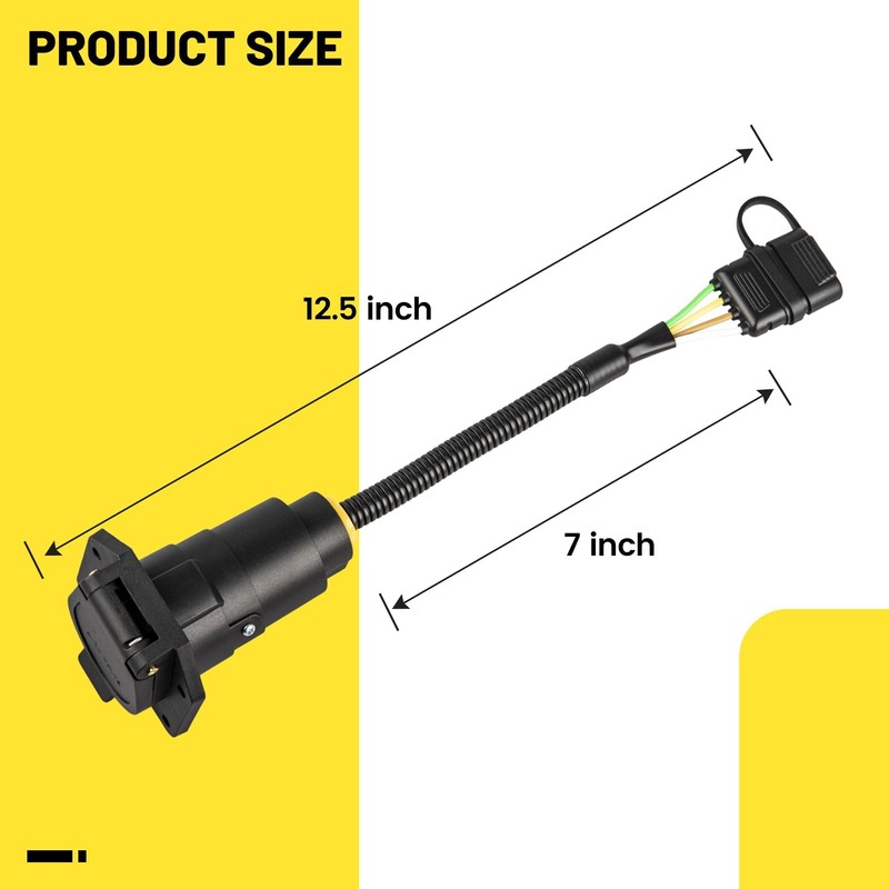 Oyviny 4-Pin to 7-Way Round Blade Trailer Adapter W/Mounting Bracket,
