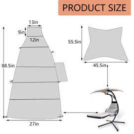 Outdoor Hanging Lounge Chair Replacement Cushion Cover and Umbrella Fabric, Suitable for Curved Chaise Lounge Swinging Hammock Chair Pads, Waterproof Soft Fabric (Cushion Not Included), Khaki