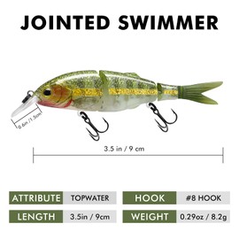 TRUSCEND High Strength Multi Jointed Metal Swimbait, Glide Bait, Crankbait, Segmented Bass Fishing Lure for Saltwater & Freshwater, Slow Sinking Hard Lures for Bass