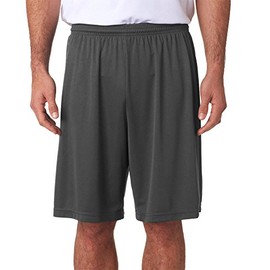 A4 Adult 9" Moisture Wicking Performance Interlock Short, Graphite, Large