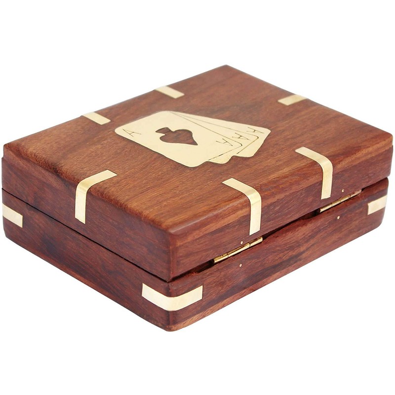 IBLAY Playing Card Deck Holder Case Storage Box Handcrafted Wooden