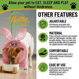Cute Soft Dog/Cat Cone Collar for Surgery Recovery; Comfy Soft E-Collar Cone for (Medium) Dogs and Cats After Surgery; 100% Cotton Dog/Cat Cone Stops Licking; Bunny Face Calming Collar for Dogs/Cats