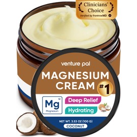 Venture Pal Magnesium Lotion, Topical Magnesium Cream, Leg & Muscle Relaxation with Coconut Oil, Shea Butter & Hyaluronic Acid, Safe for Kids