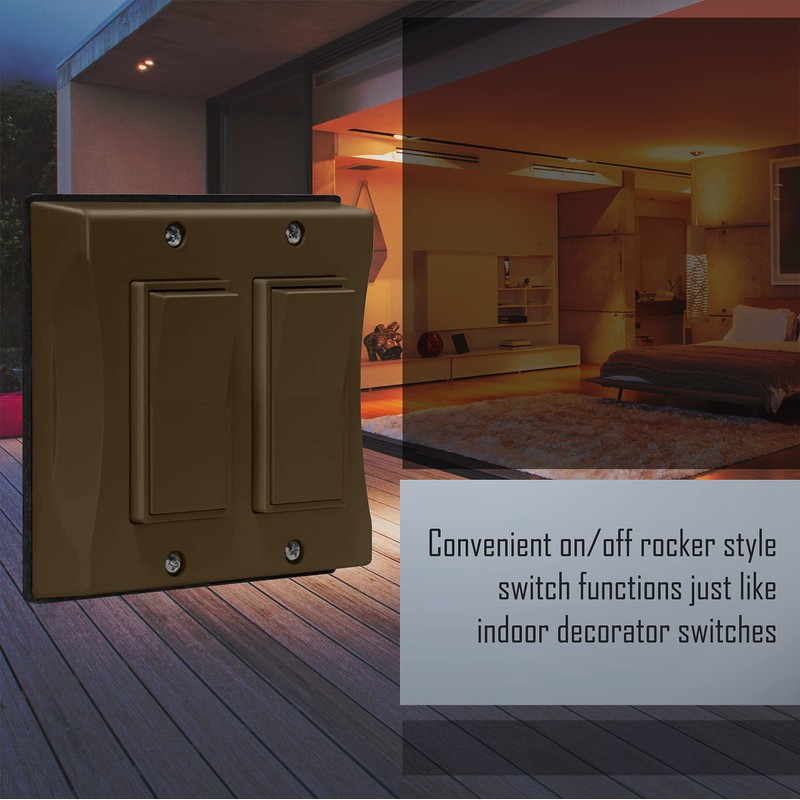TayMac 5127-2 2-Gang Weatherproof Decorator Switch Cover, Vertical, Bronze